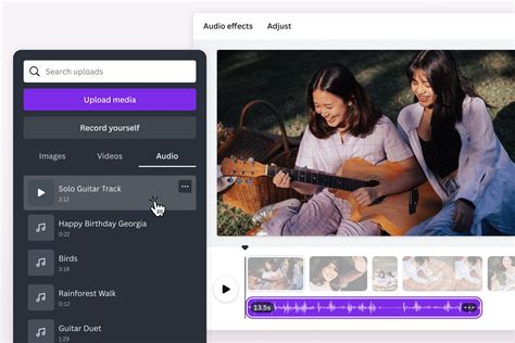 how to add background music in canva